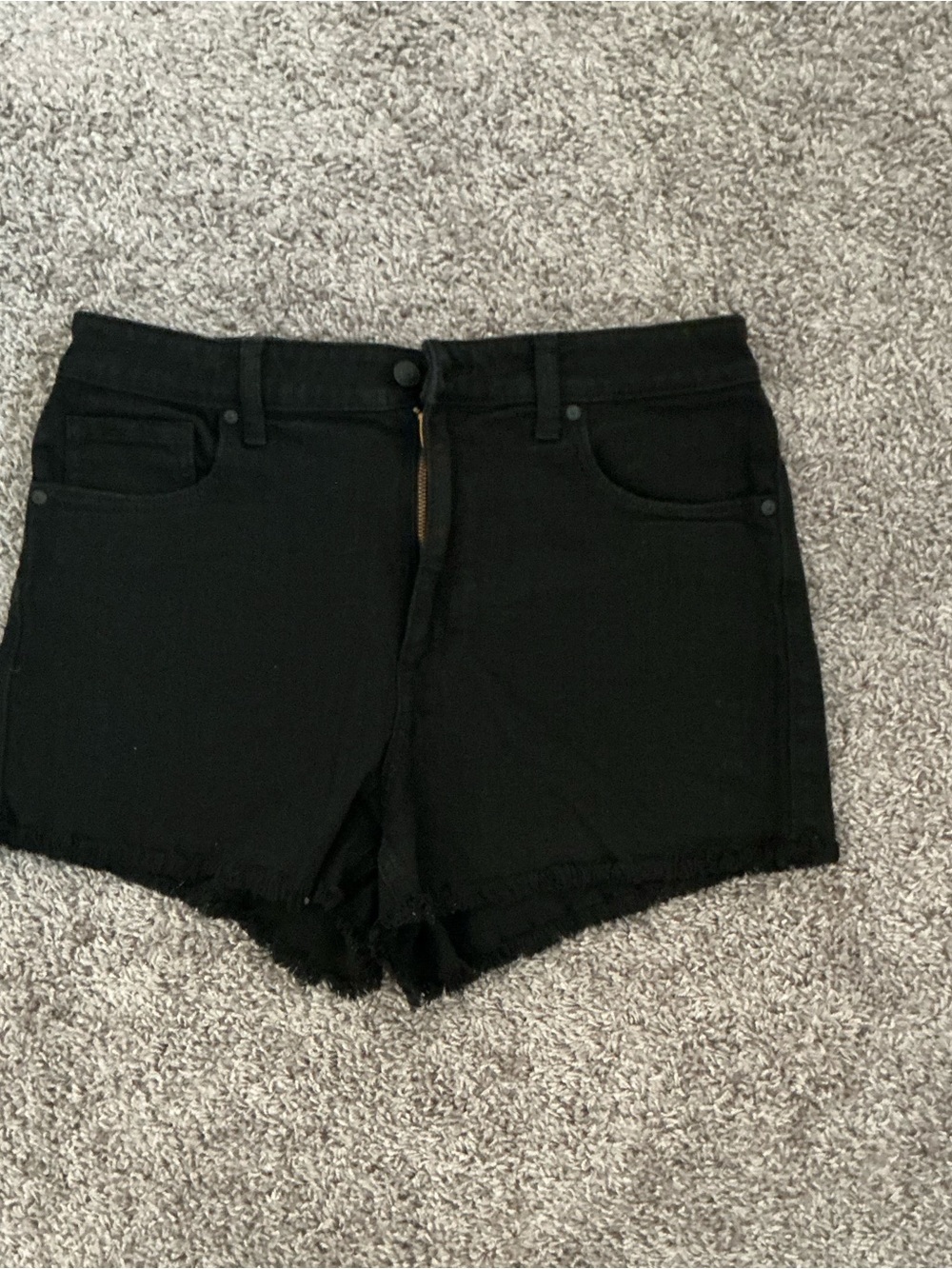 eunina Black High-Rise Denim Cutoff Shorts